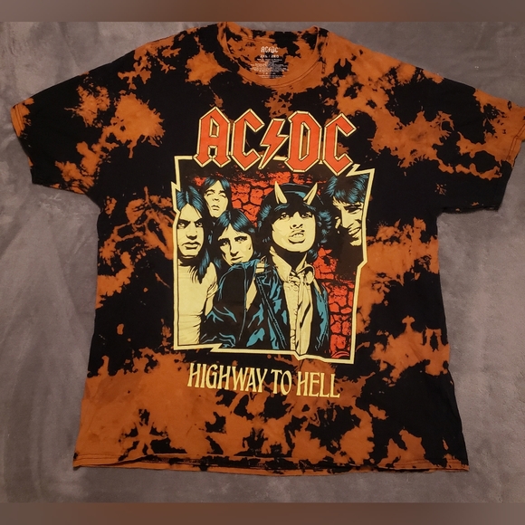 AC/DC Men's Highway To Hell Tie Dye Heavy Metal Rock T-Shirt - Size 2XL - Picture 6 of 11
